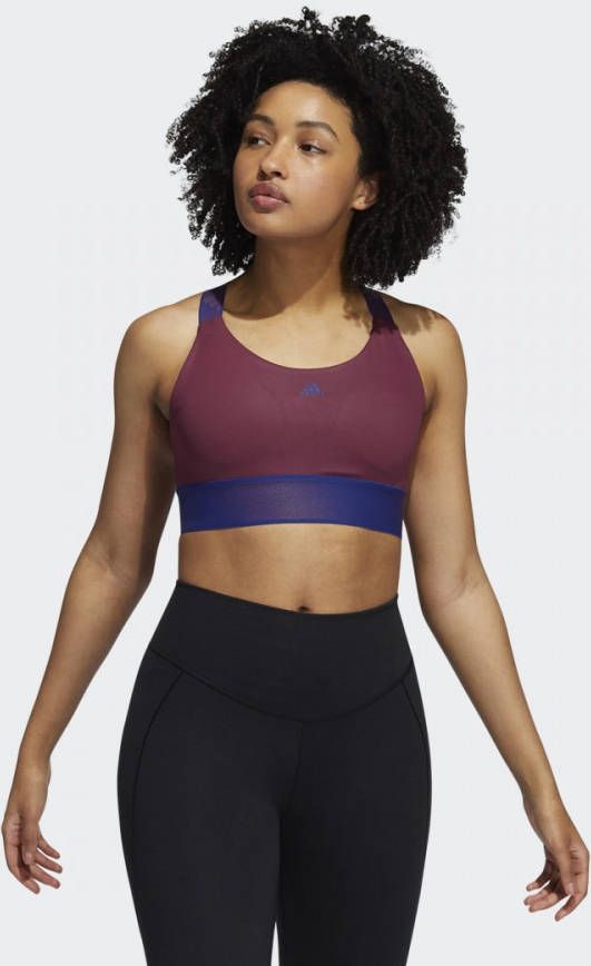 Adidas Performance sport BH level 3 donkerrood/blauw