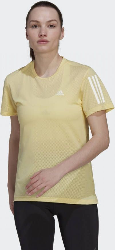 adidas Hardloopshirt Own The Run COOLER Geel/Wit Vrouw