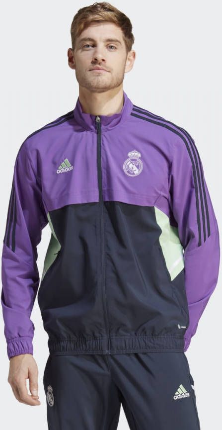 adidas Real Madrid Presentatie Trainingsjack 2022 2023 Paars Donkerblauw Wit
