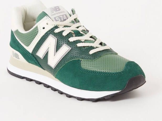New Balance 574 sneaker met leren en su&#xE8, de details