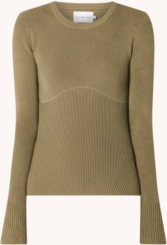 Calvin Klein Khaki Trui Bust Detailing Tight Sweater online kopen