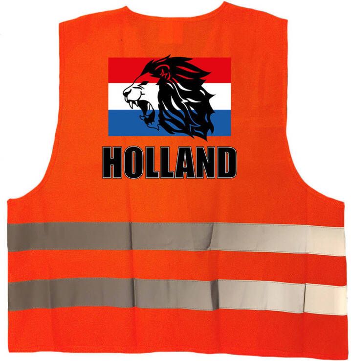 Bellatio Decorations Holland Vlag Met Leeuw Oranje Veiligheidshesje Ek/Wk Supporter Outfit Voor Volwassenen Feestshirts