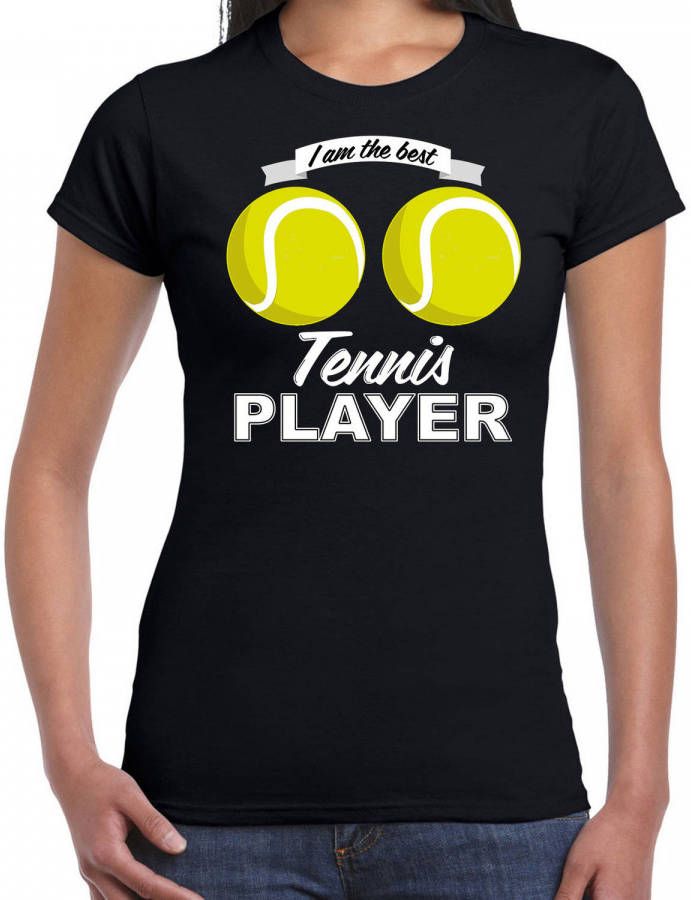 Bellatio Decorations I Am The Best Tennisplayer Boobs T shirt Zwart Dames Xl Feestshirts