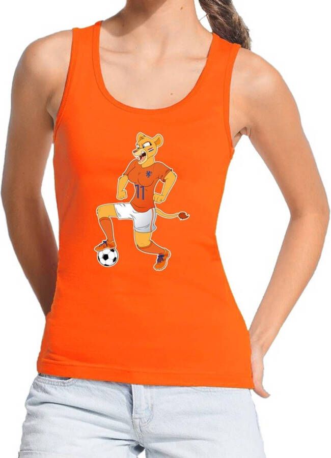 Bellatio Decorations Nederland Supporter Tanktop Leeuwin Met Voetbal Oranje Dames Xl Feestshirts