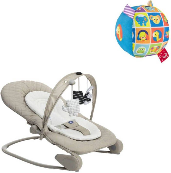 Chicco Bundel Wipstoel Relax Hoopla Champagne & Bal Met Rammelgeluid