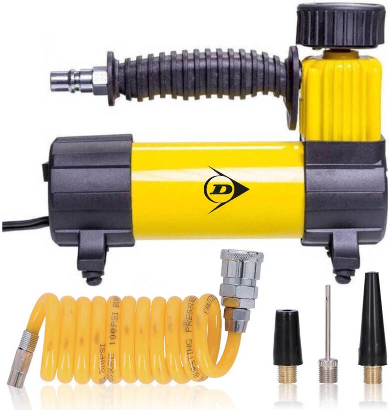 Dunlop Mini Compressor 12v Incl. 3 Adapters Via Sigarettenaansteker