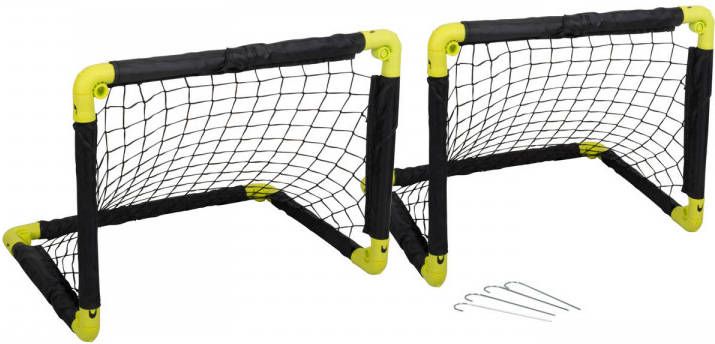 Dunlop Voetbaldoelen Set Twee Stuks Voetballen Inklapbaar Lichtgewicht Zwart