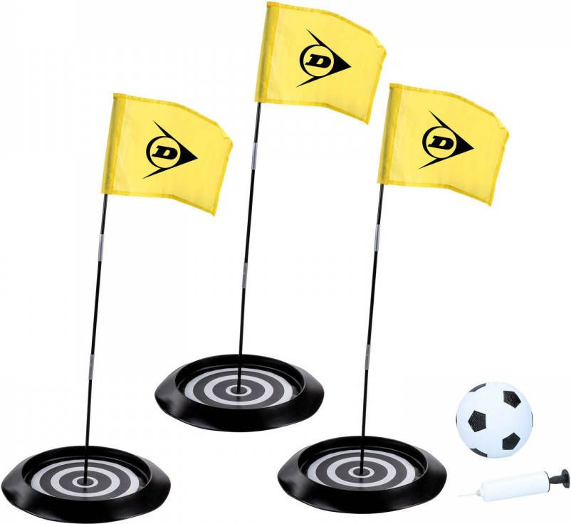 Dunlop Voetbalgolf Voetgolf Footgolf Set 8 Stuks 3 Vlaggen 3 Holes 1 Bal 1 Pomp