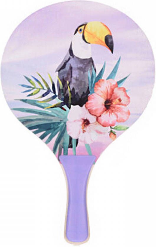 Excellent Houseware Strandsporten Beachball Set Met Tropische Print Lila Handvat 41 Cm Beachballsets
