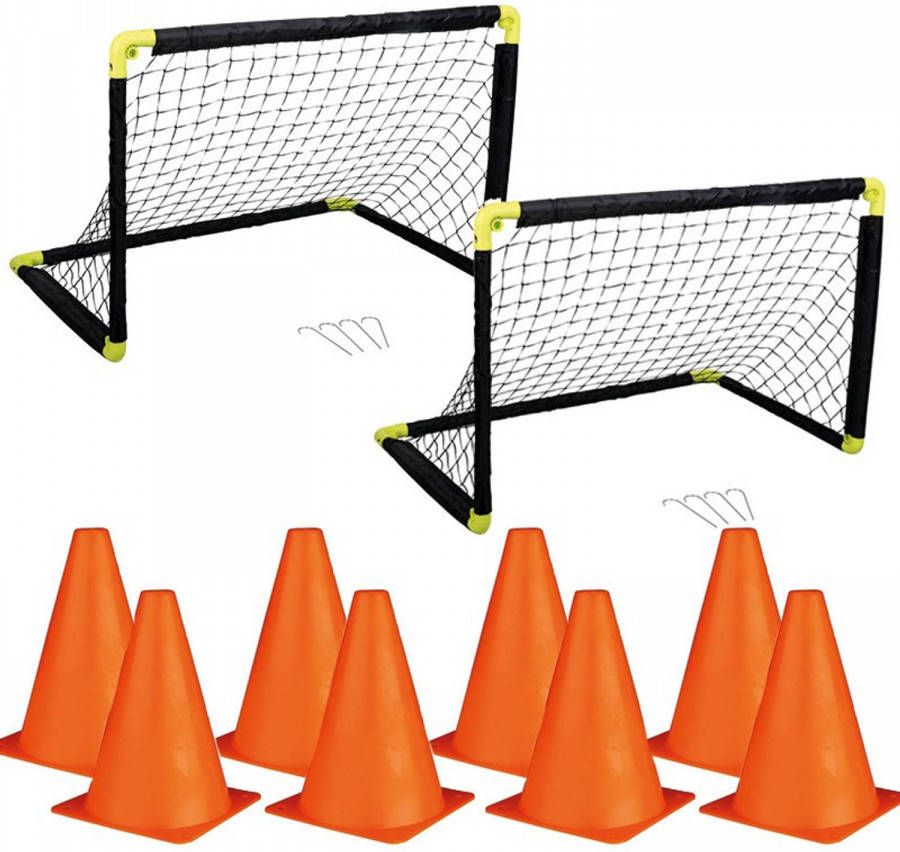 Merkloos Set Van 2 Voetbal Goals 55 X 44 X 44 Cm Incl 8 Pilonnen Voetbaldoel