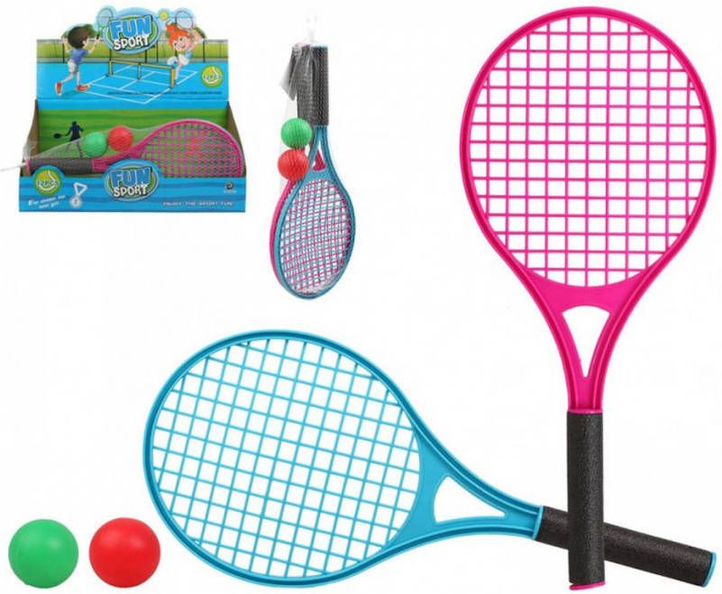 Merkloos Tennis Set/beachball Set Blauw/rood Met 2 Ballen Voor Kinderen Badmintonsets