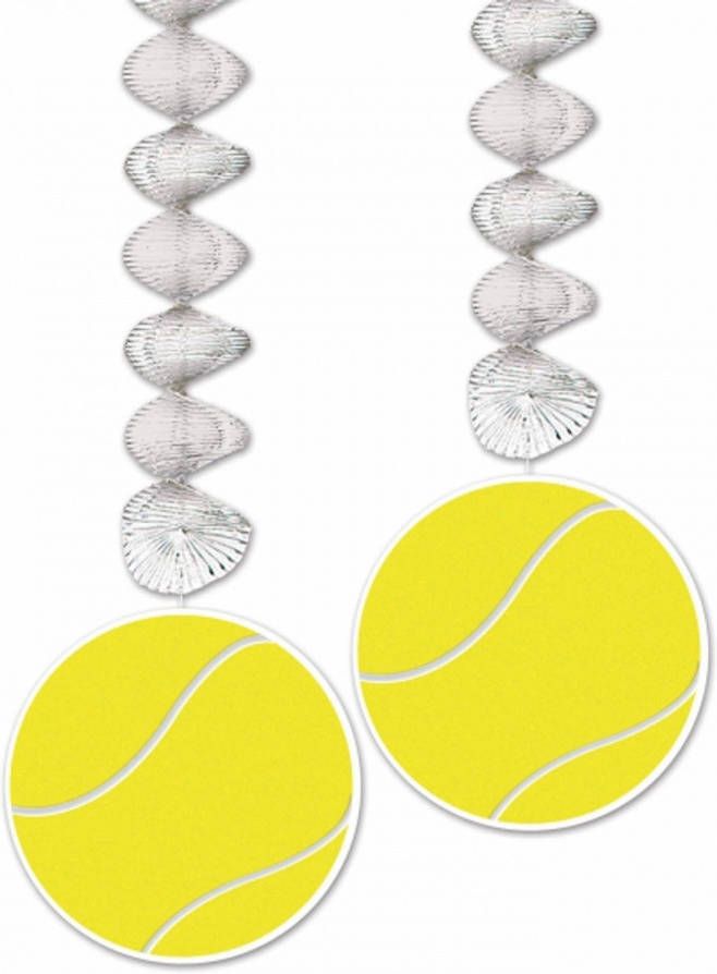 Merkloos Tennisbal Rotorspiraal 2x Stuks 76 Cm Hangdecoratie