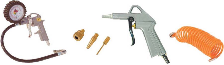 Stanley Pneumatische Gereedschap Set 9045717stn Incl. Luchtpistool, Opzetstukjes, Bandenpomp En Spiraalslang 5m