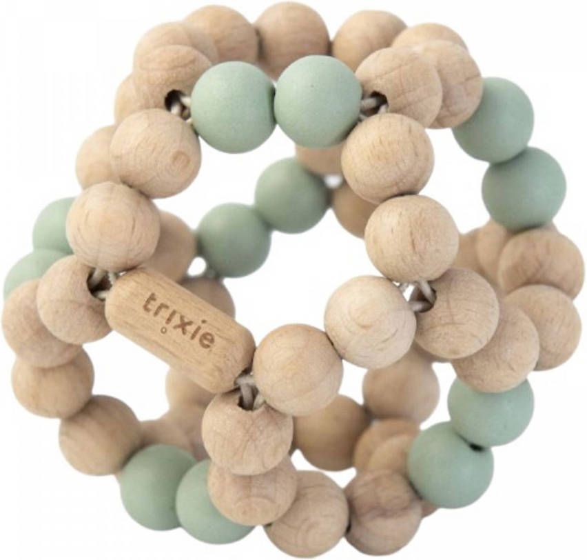 Trixie Rammelaar Kralenbal Junior 8 Cm Hout Naturel/mintgroen