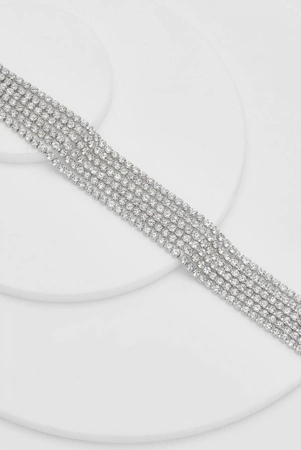 boohoo Dubbele Tennis Armband, Silver