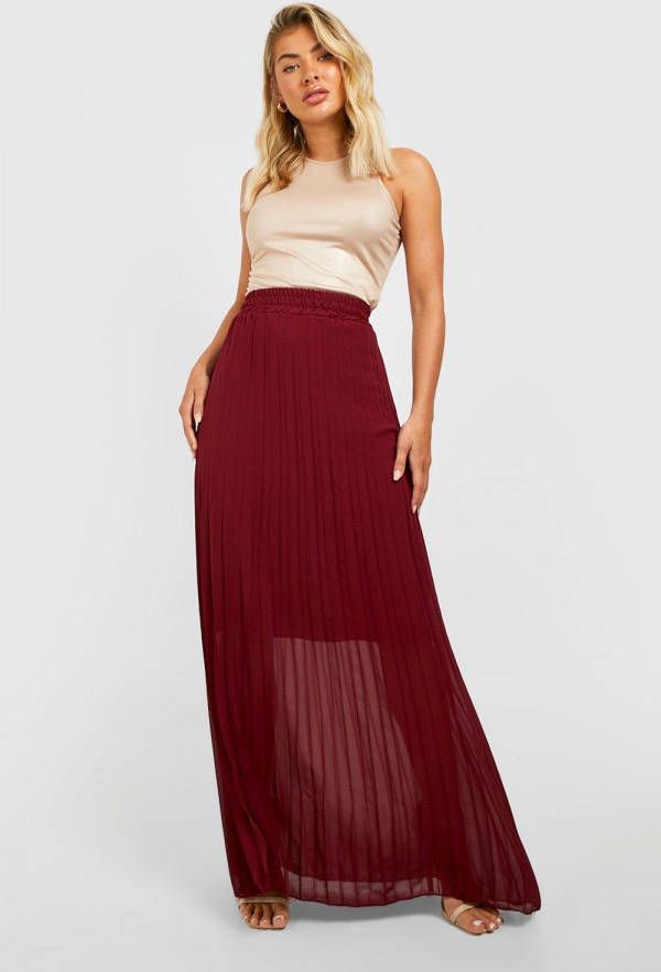 boohoo Geplooide Chiffon Maxi Rok, Berry