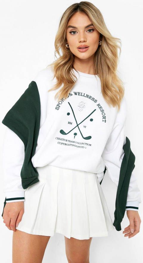 boohoo Gerecyclede Geplooide Jersey Tennis Rok, Ivory