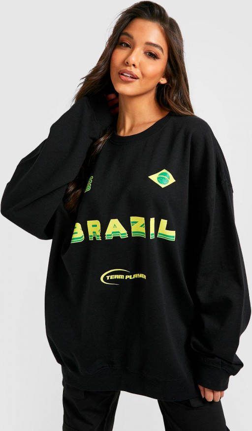 boohoo Oversized Brazilië, Wk Trui, Black