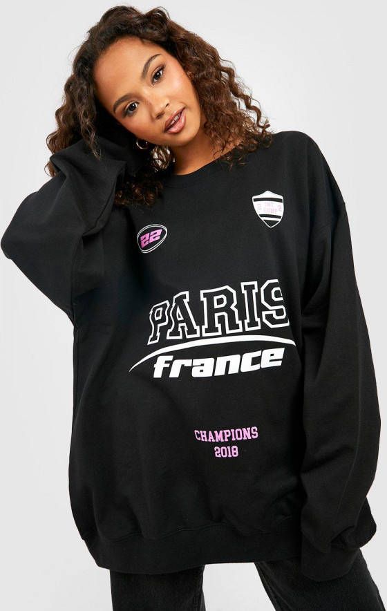 boohoo Oversized Frankrijk Wk Trui, Black