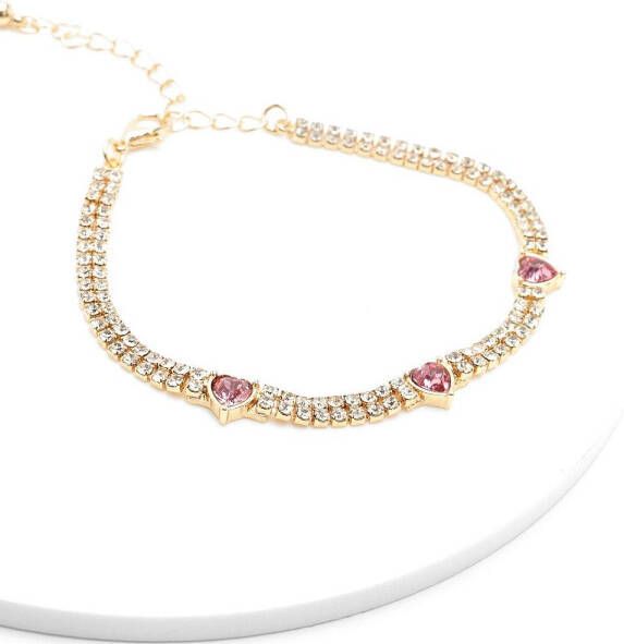 boohoo Station Hartjes Tennis Armband, Gold