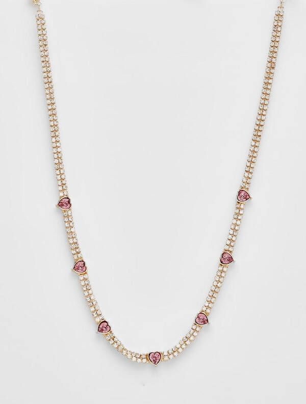 boohoo Station Hartjes Tennis Ketting Met Steentjes, Gold
