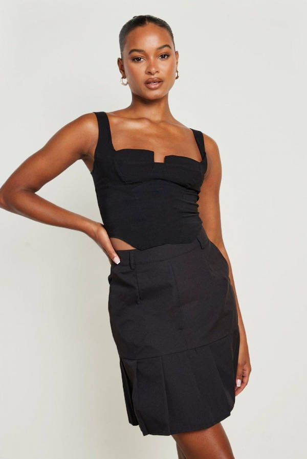 boohoo Tall Geweven Tennis Rok, Black