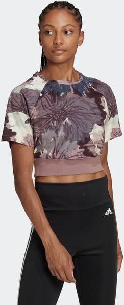 Adidas Allover Print Crop Top Dames Vests