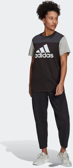 Adidas essentials colorblock logo shirt zwart/grijs dames