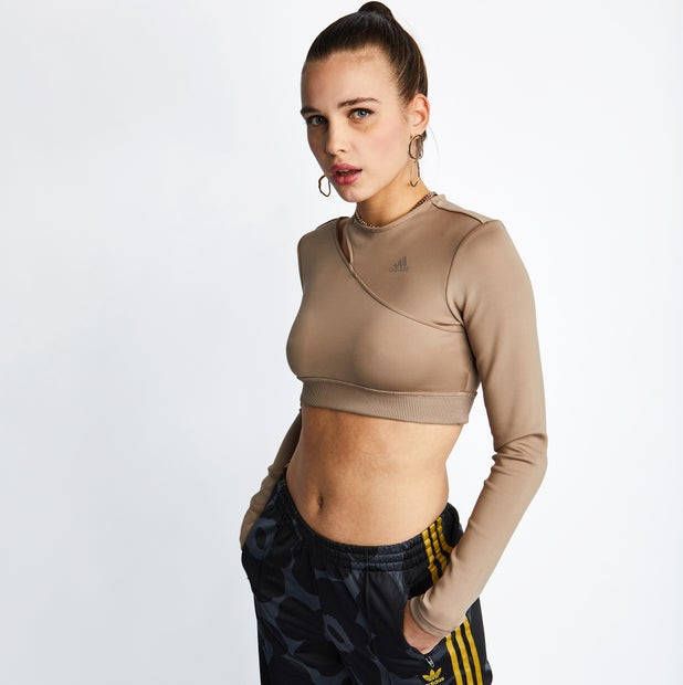 Adidas Originals Hyperglam Longsleeve Dames T Shirts Brown 89% Polyester, 11% Elastaan