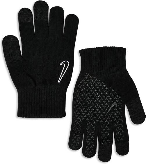 Nike Kids Nike Knitted Tech Grip Handschoenen Kids Zwart Swoosh Wit