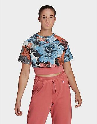 Adidas Allover Print Cropped T shirt Wonder Red/Multicolor/Wonder Red Dames