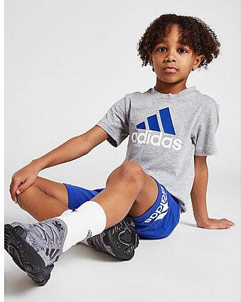 Adidas Badge Of Sport Logo T Shirt/Shorts Set Children Grey Kind