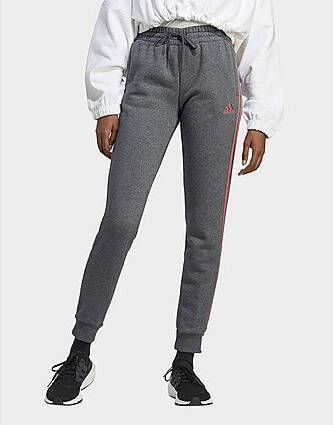 Adidas Essentials Fleece 3 Stripes Broek Dark Grey Heather/Wonder Red Dames