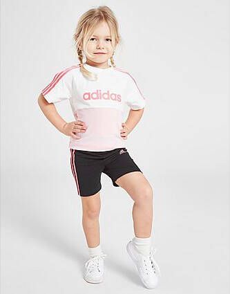 Adidas Girls' Linear Colour Block T Shirt/Shorts Infant Pink Kind