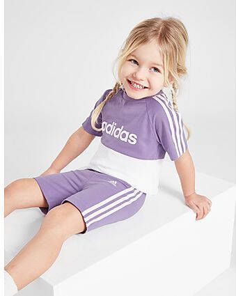 Adidas Girls' Linear Colour Block T Shirt/Shorts Infant Purple Kind
