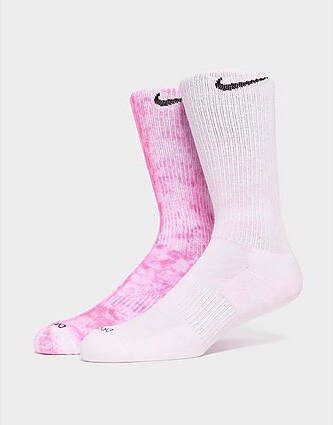 Nike Cushioned Tie Dye Crew Socks(2 Pairs) Pink Dames