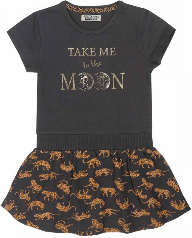 DJ Dutchjeans ! Meisjes Jurk -- Donkergrijs Katoen/elasthan