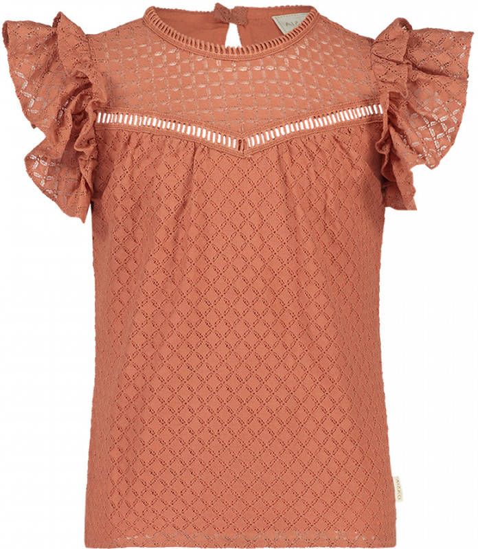 AI&KO ! Meisjes Shirt Korte Mouw Maat 152 Koraal Katoen/polyamide/viscose