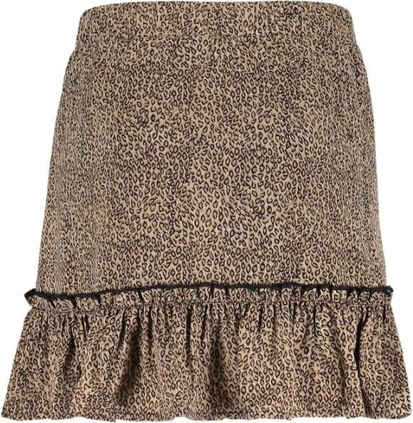 Geisha rok met all over print en ruches zand/zwart