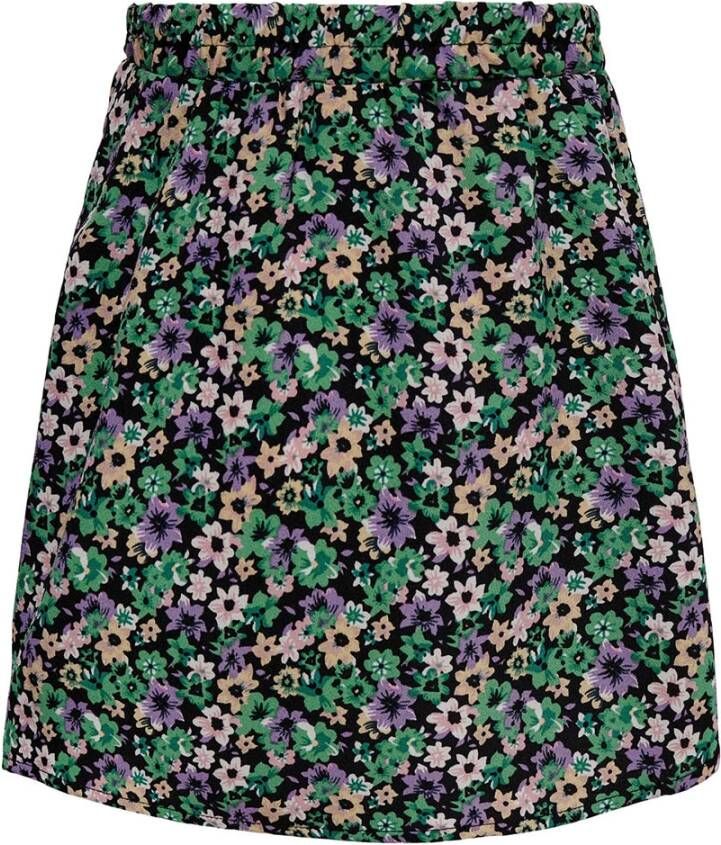 ONLY KIDS GIRL gebloemde rok KOGSELMA JASMIN zwart/groen/paars