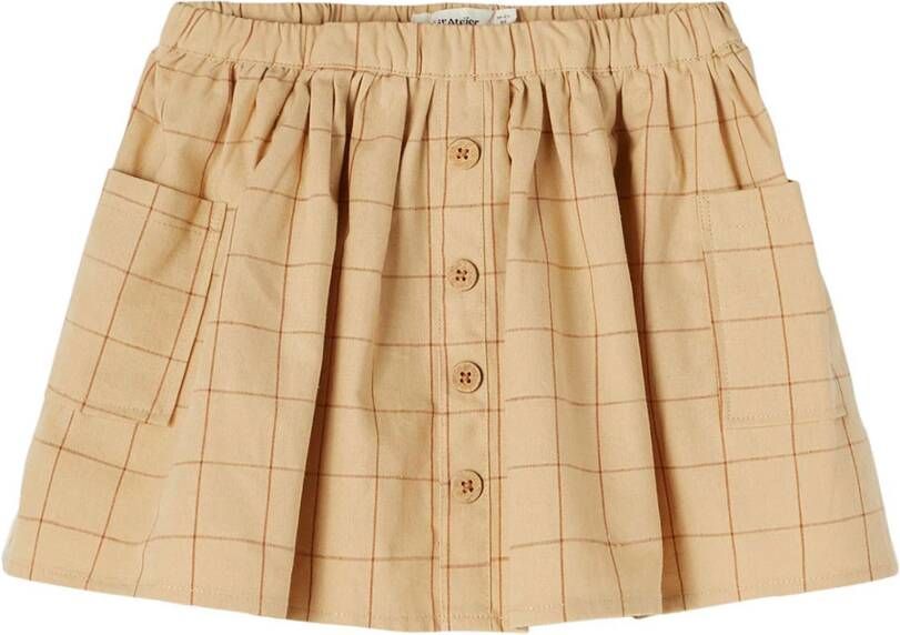 LIL' ATELIER MINI geruite rok NMFDUNNA met biologisch katoen lichtbruin