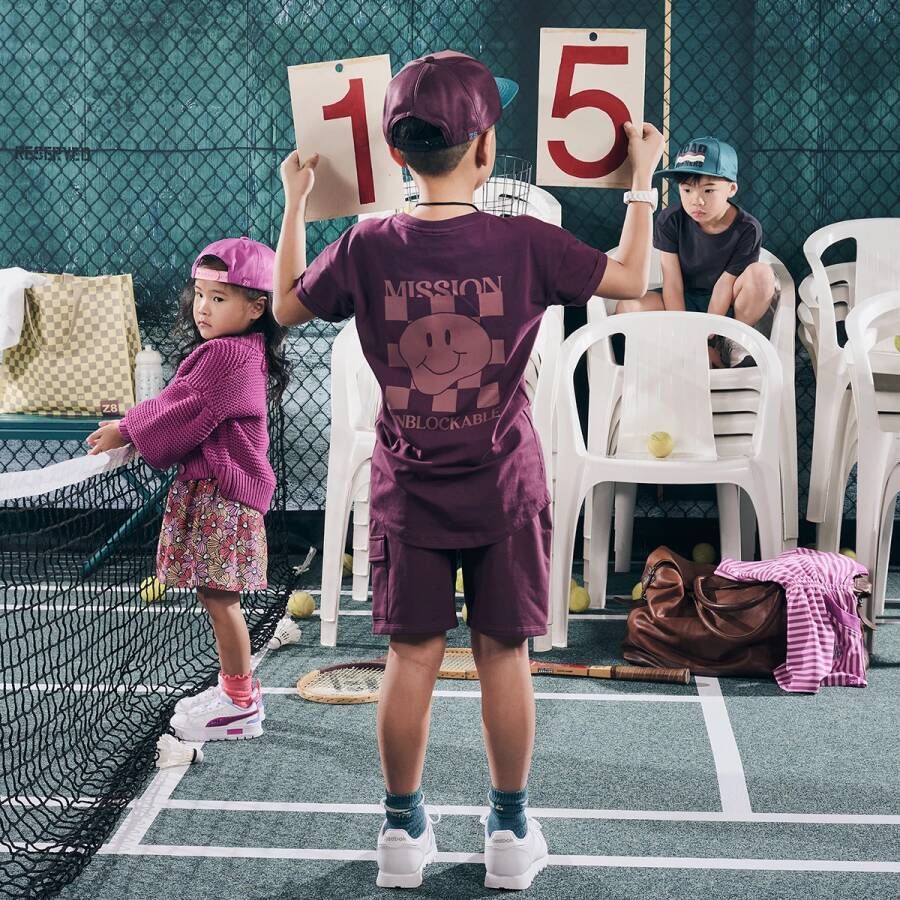 Z8 ! Jongens Bermuda -- Aubergine Katoen/elasthan