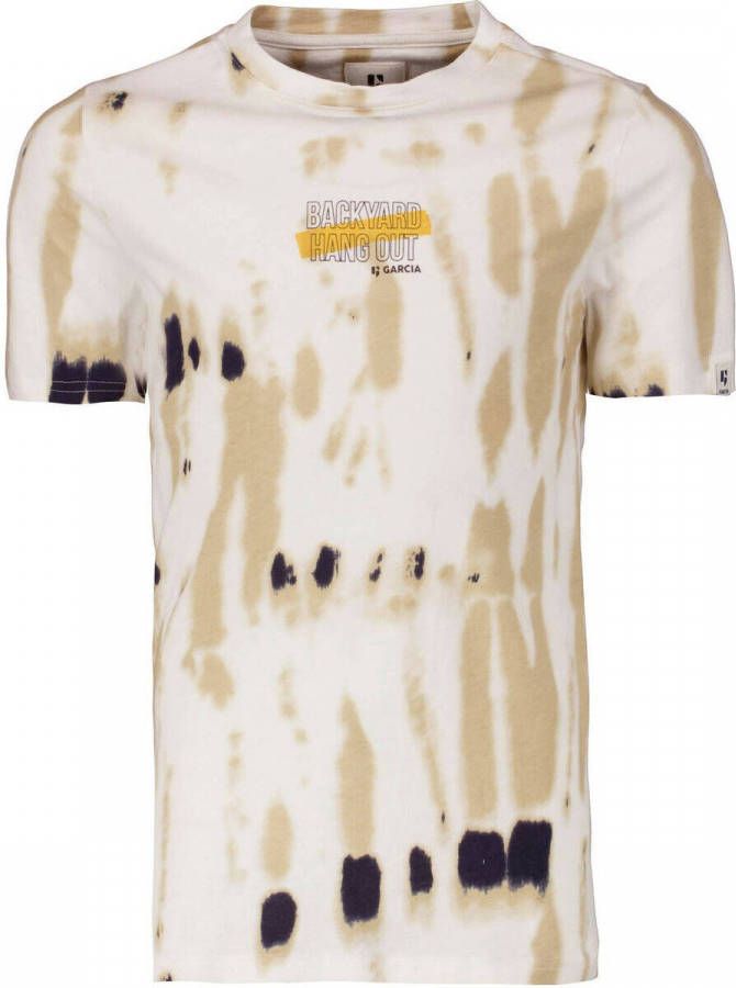 Garcia tie dye T shirt off white/lichtbruin