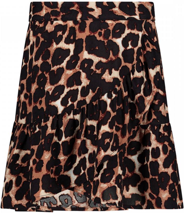 little PIECES rok LPCARLA met panterprint wit