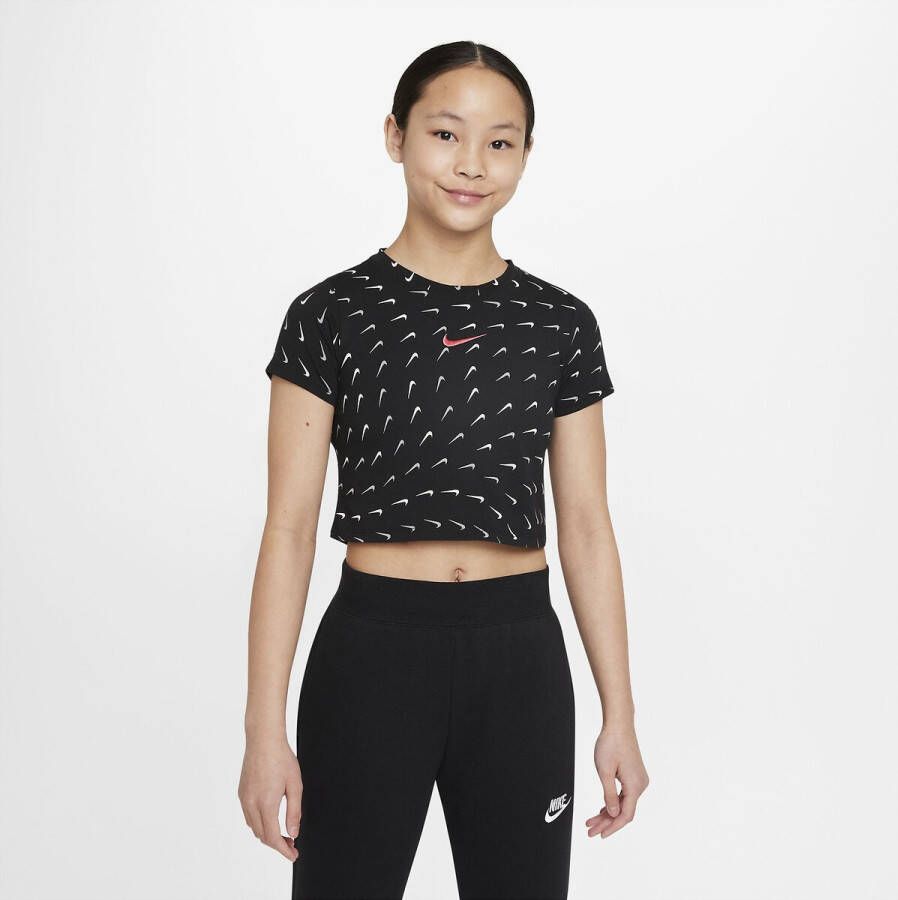 Nike Girls' Repeat Swoosh Crop T Shirt Junior Kind