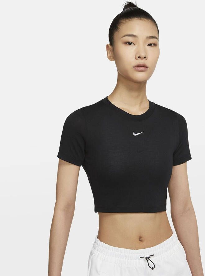 Nike Sportswear Essential Crop T shirt Dames Black/White Dames