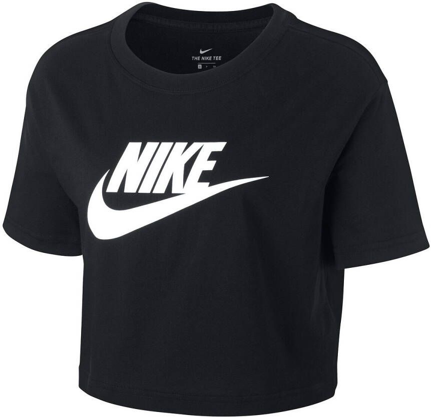 Nike Essential Futura Crop T Shirt Dames Black/White/White Dames