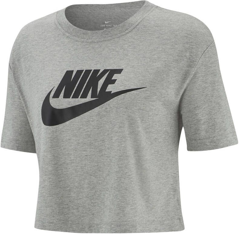 Nike Essential Futura Crop T Shirt Dames Dark Grey Heather/Black/Black Dames