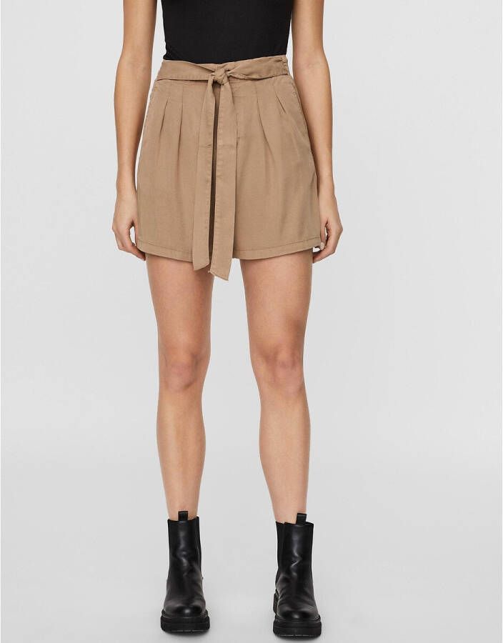 VERO MODA high waist korte broek lichtbruin