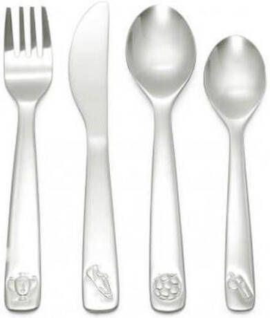 Massamarkt Zilverstad Kinder Bestekset In Voetbal Thema RVS 4 delig In Gift Box